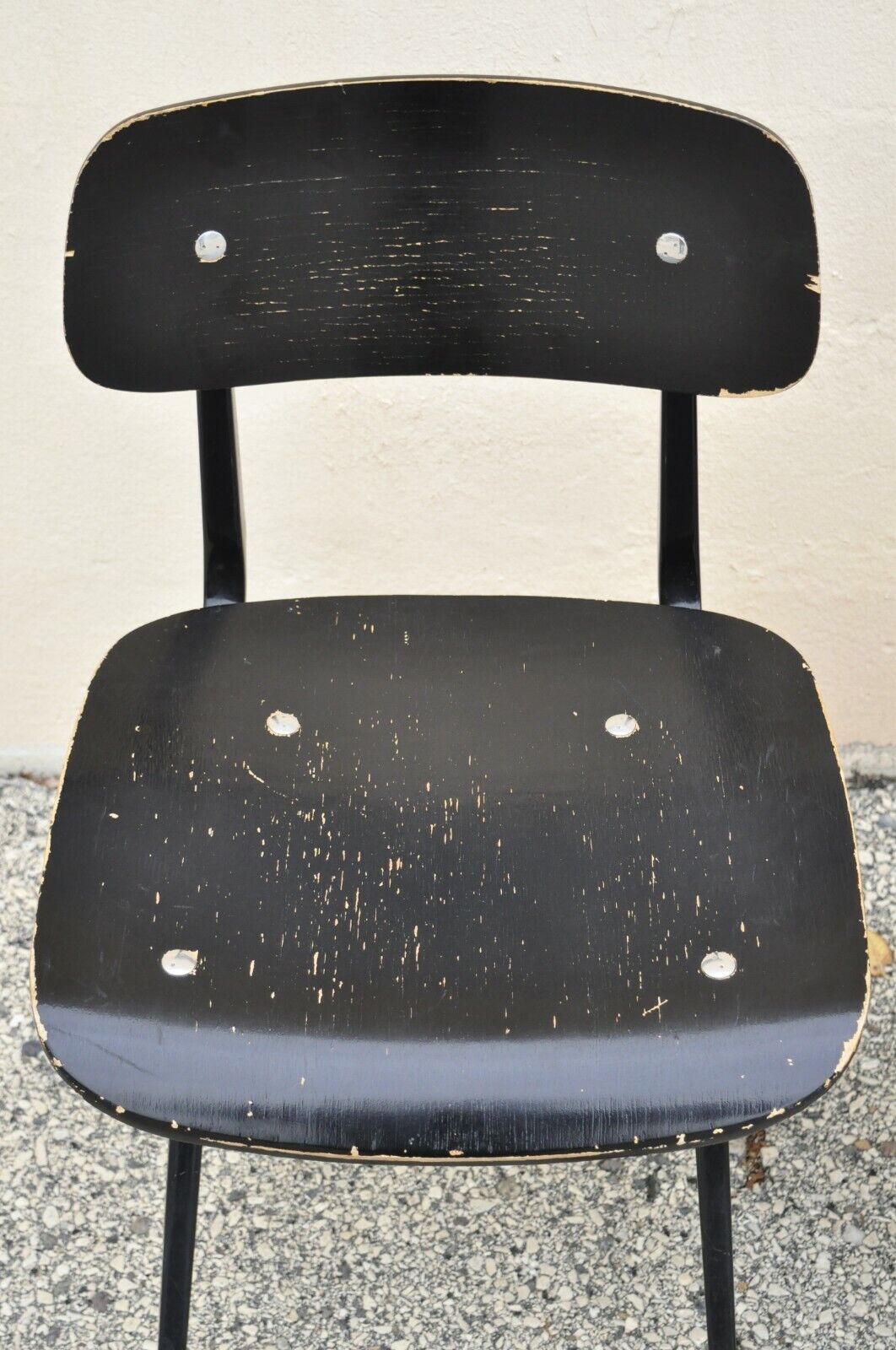 Industry West Madewell Industrial School Side Chair Black Metal Frame - Set of 3