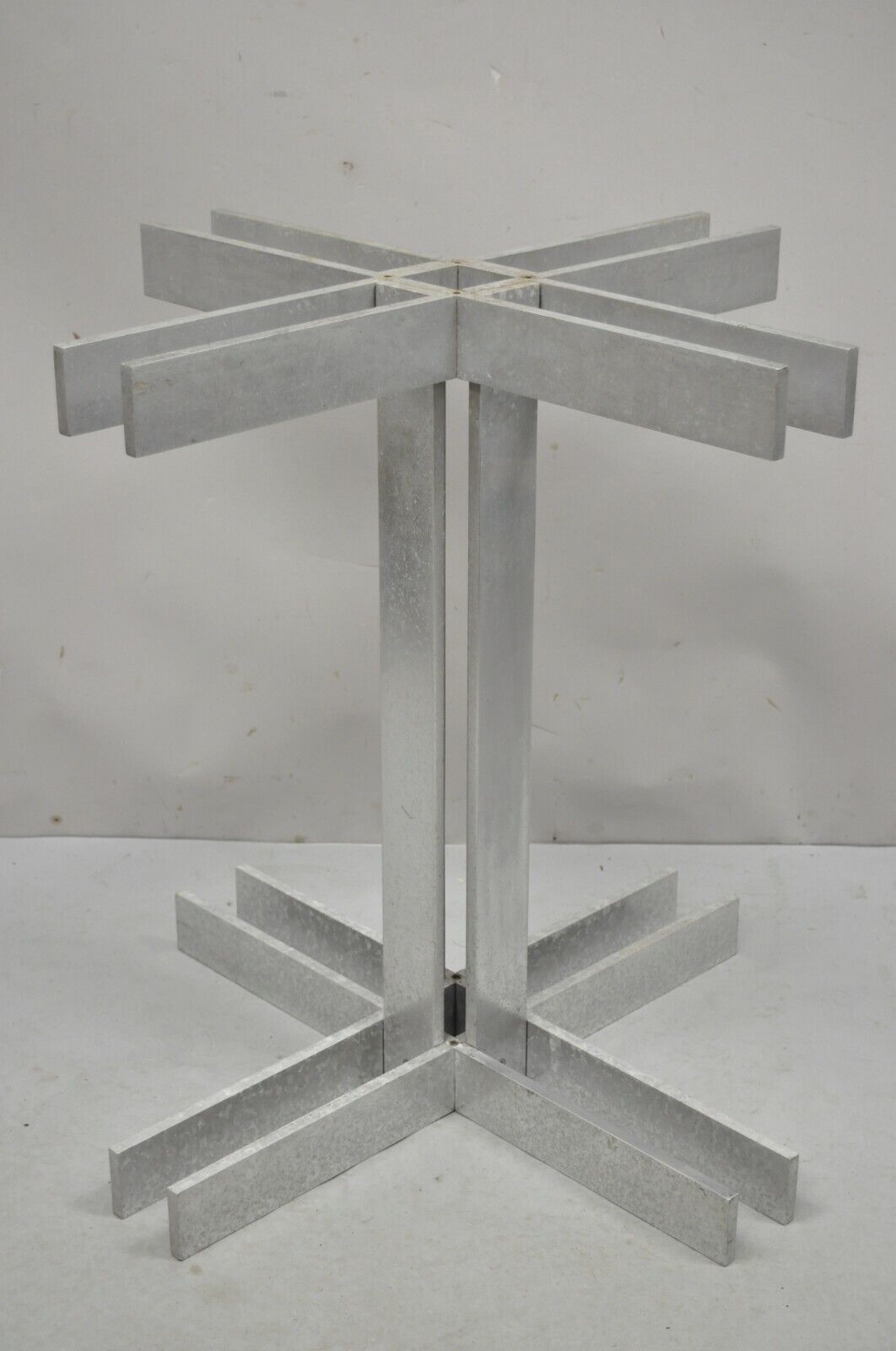 Vintage Mid Century Modern Aluminum Metal Geometric Pedestal Table Base - No top