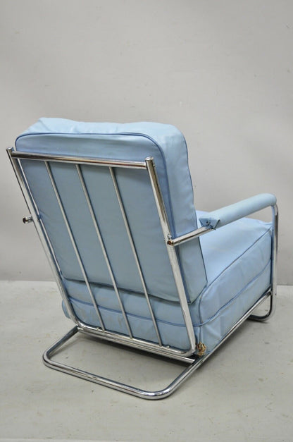 1934 Gilbert Rohde for Troy Sunshade Art Deco Easy Chair Blue Lounge Chair