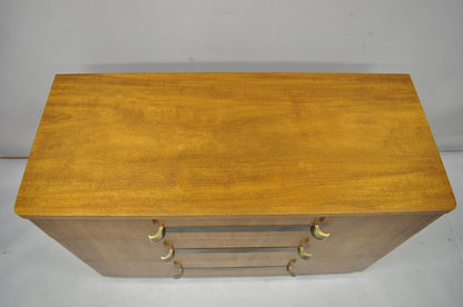 John Stuart Mid Century Modern Art Deco Birch Dresser with Sculpted Bronze Pulls