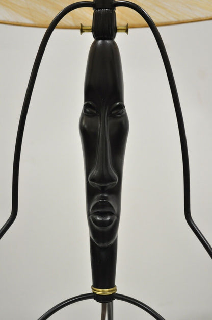 Mid Century Modern Black Figural Bust Head Iron Table Lamp Frederick Weinberg