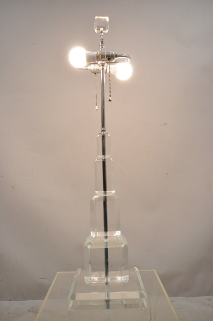 Art-Vue Mid Century Modern Large Stacked Lucite Acrylic Skyscraper Table Lamp