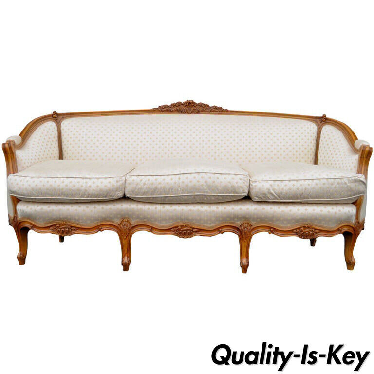 French Country or Louis XV Style Finely Carved Walnut Sofa or Canape, circa 1920