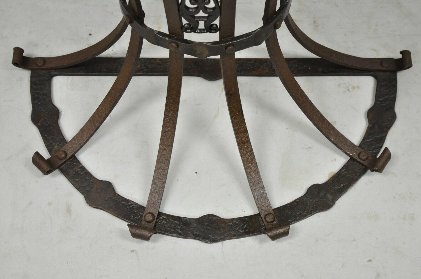 Art Nouveau Wrought Iron Demilune Marble Top Console Hall Table atr Oscar Bach