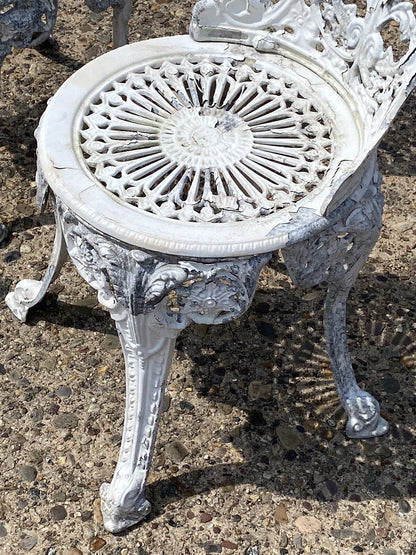 Cast Aluminum Antique Style Outdoor Garden Bistro Small Side Chairs - Pair
