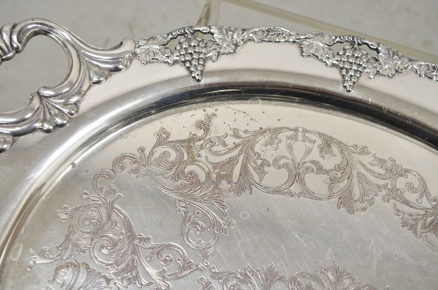 Vintage English Victorian Silver Plated Twin Handle 28" Serving Platter Tray