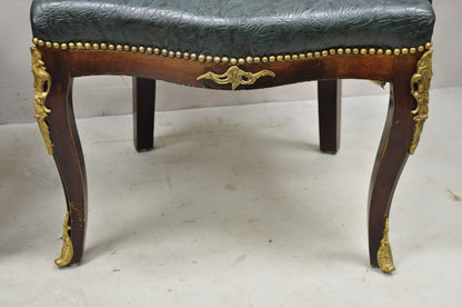 Vintage French Louis XV Style Solid Wood Bronze Ormolu Arm Chairs - a Pair