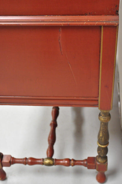 Quaint Furniture Stickley Bros Small Red Painted Colonial Style Cupboard Cabinet