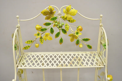 Vintage Italian Hollywood Regency Iron Tole Metal Yellow Lemon Shelf Stand