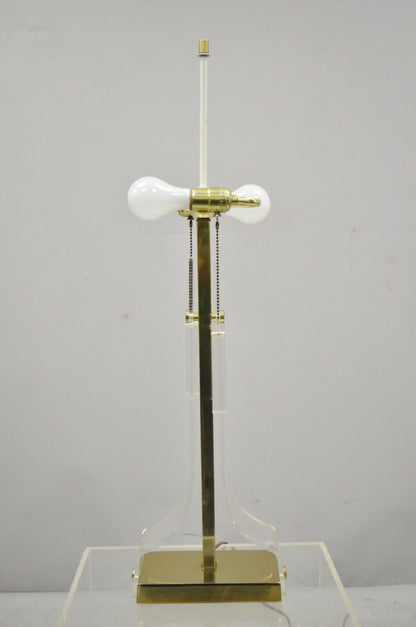 Vintage Mid Century Modern Lucite & Brass Laurel Sculptural Table Lamp