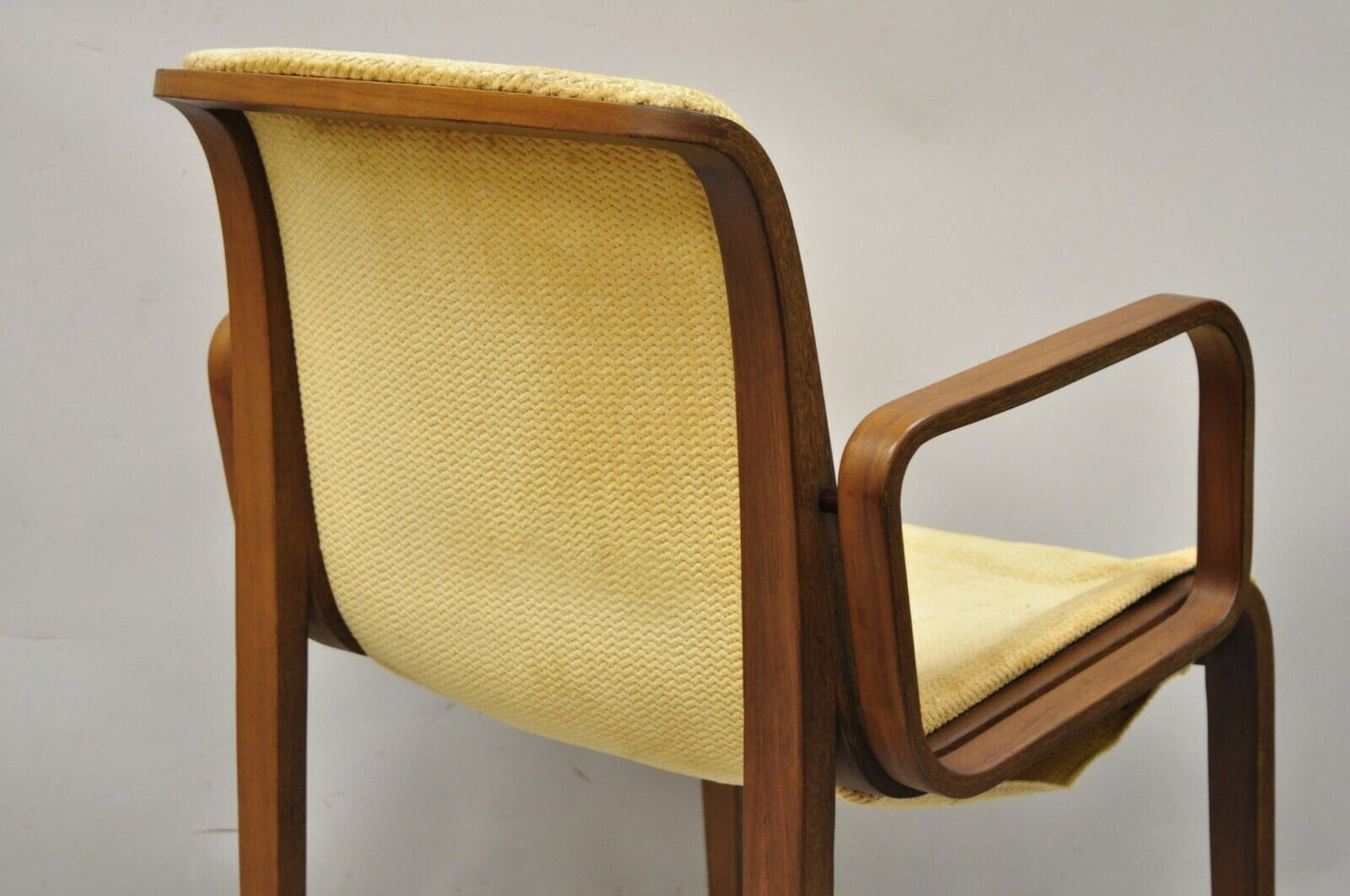 Knoll Bill Stephens Mid Century Modern Bentwood Upholstered Dining Arm Chair