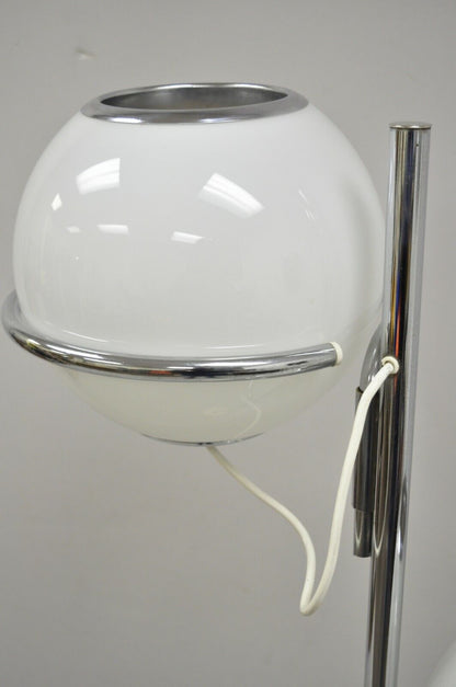 Reggiani Mid Century Italian Modern Double Glass Orb Chrome Marble Floor Lamp