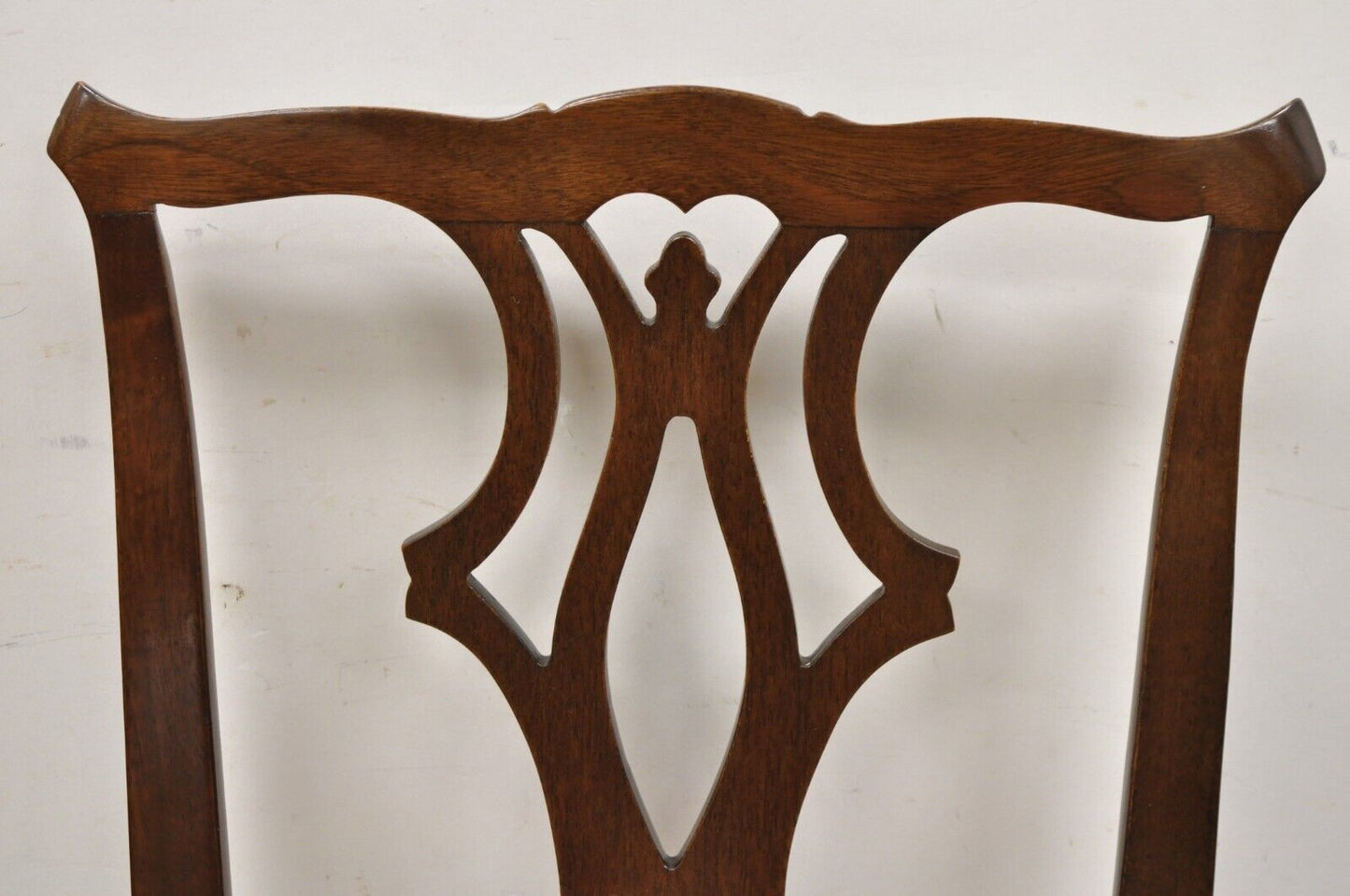 Vintage Chippendale Georgian Style Solid Mahogany Dining Side Chairs - Set of 4