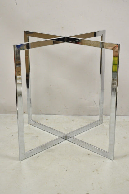 Mid Century Modern Chrome X-Base Metal Frame Dining Table Pedestal Base