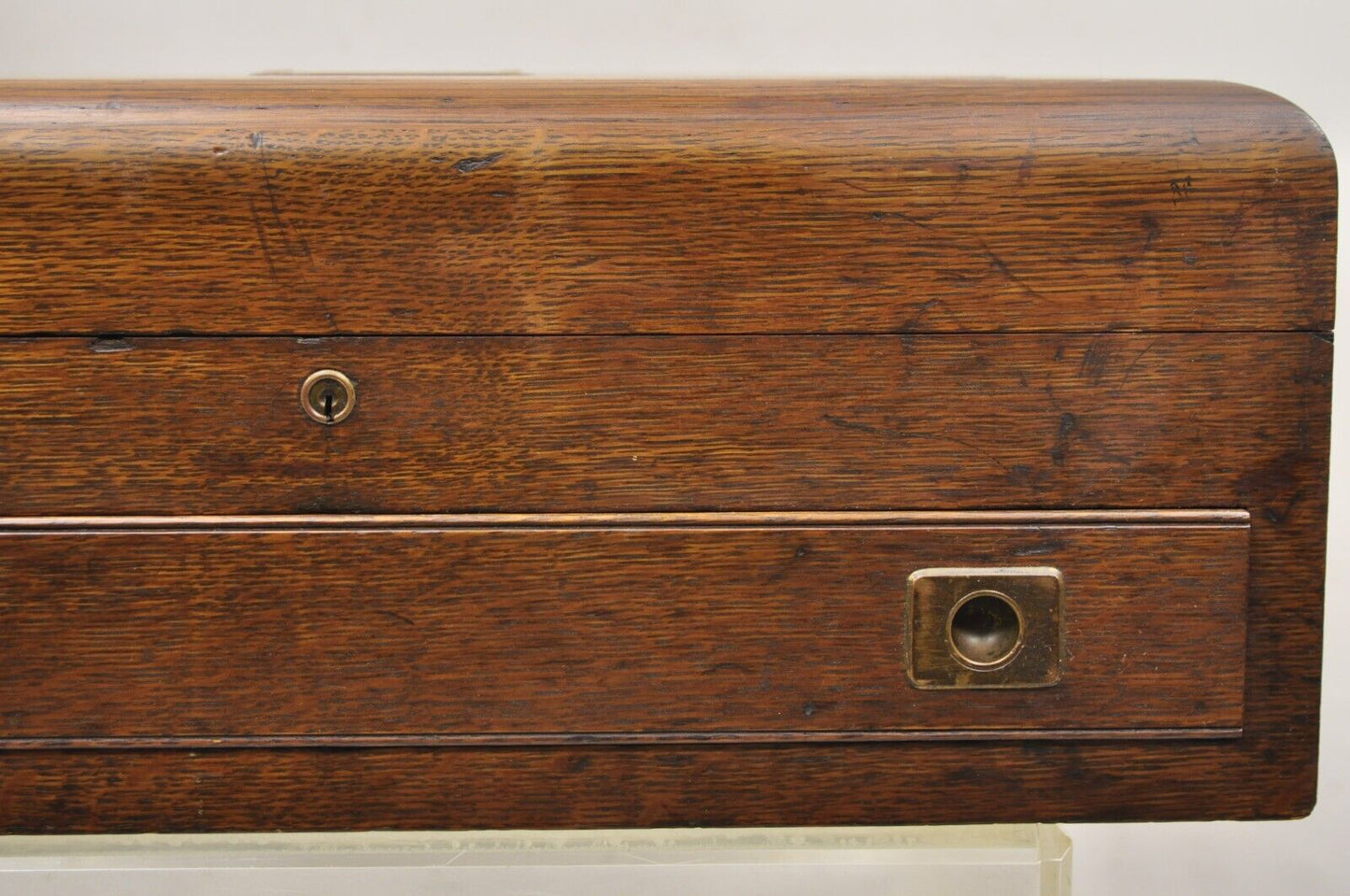 Antique Edwardian Oak Wood Large Silverware Flatware Chest with Drawer