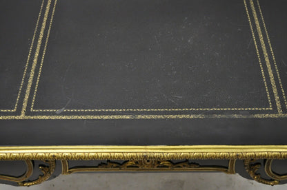 French Louis XV Black Lacquer Bronze Figural Ormolu Bureau Plat Writing Desk
