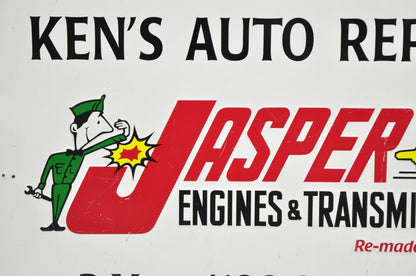 Vintage Jasper Engines & Transmissions Ken's Auto Repair Sheet Metal Retail Sign