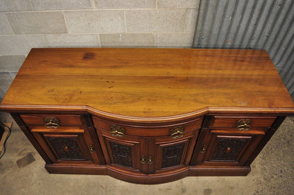 Antique French Renaissance Art Nouveau Mahogany Bowed Front Buffet Sideboard