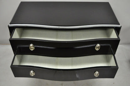 Contemporary Black Lacquer Bombe Commode 2 Drawer Italian Chest by Zichele