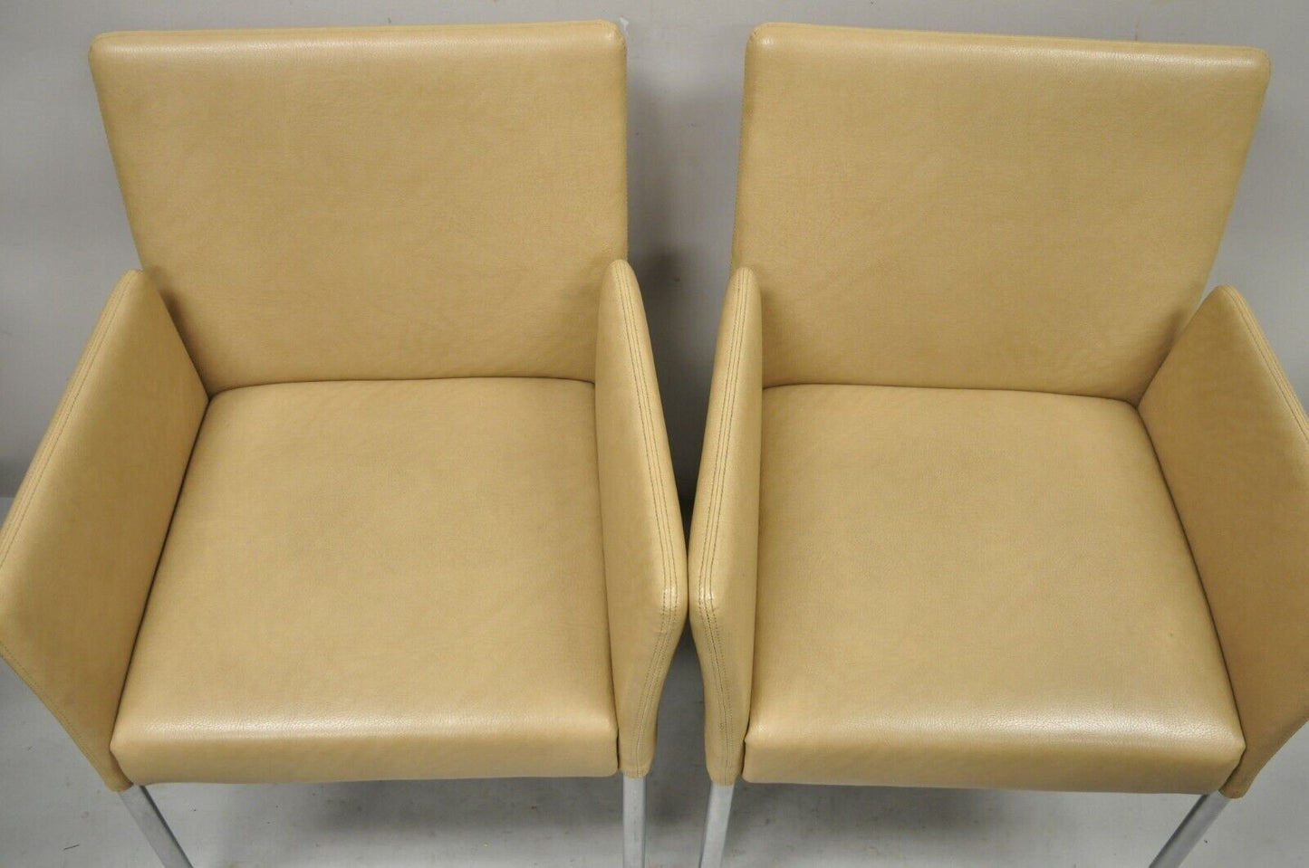 Coalesce Steelcase Beige Leather Model 1510 Switch Guest Arm Chair (B) - a Pair