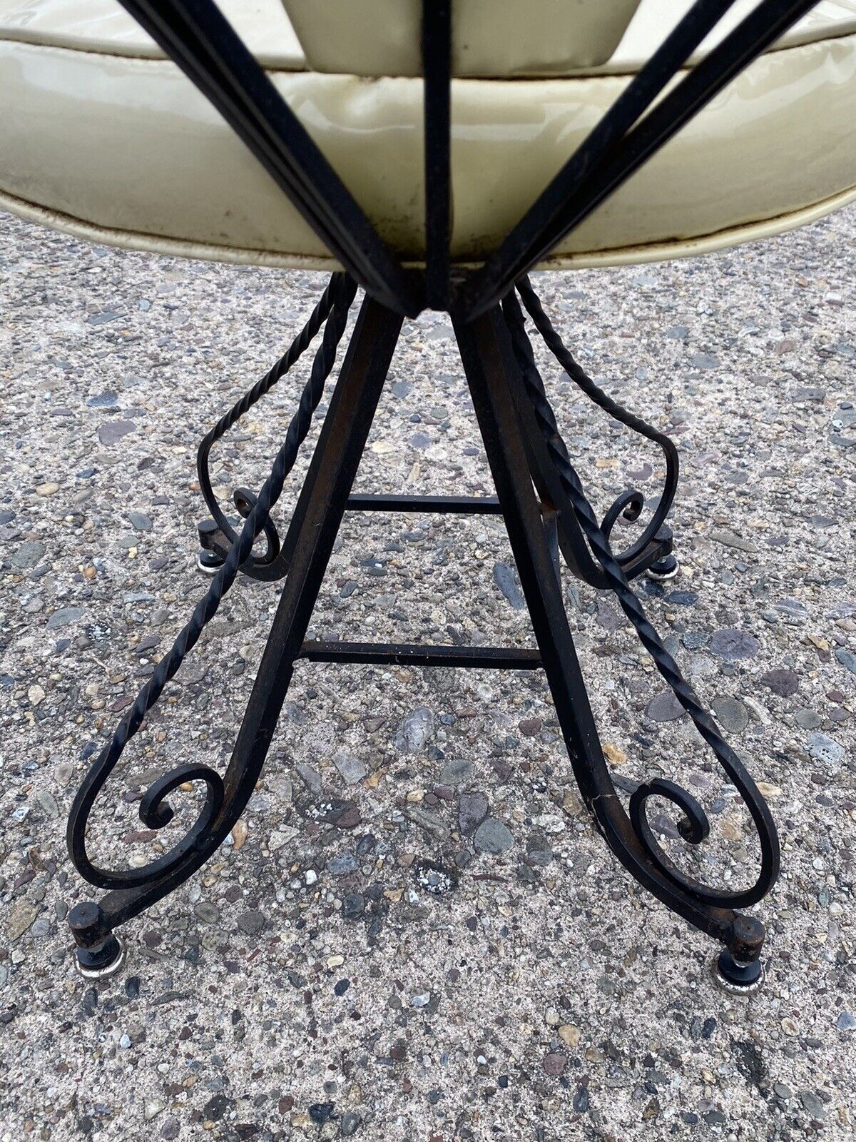 Vintage Hollywood Regency Wrought Iron Butterfly Swivel Club Chairs - Set of 4
