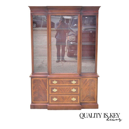 Hickory Chippendale Banded Inlay China Cabinet American Masterpiece Collection