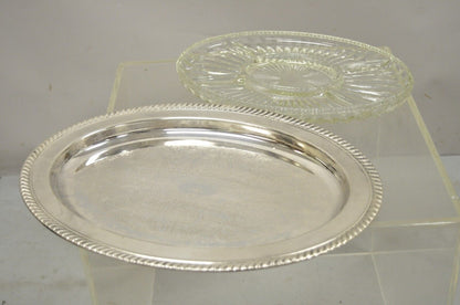 Vintage English Regency Style Silver Plated 12" Oval Serving Dish Platter