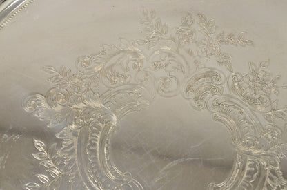 Vintage Victorian Style 17.5" Round Floral Etched Serving Platter Tray