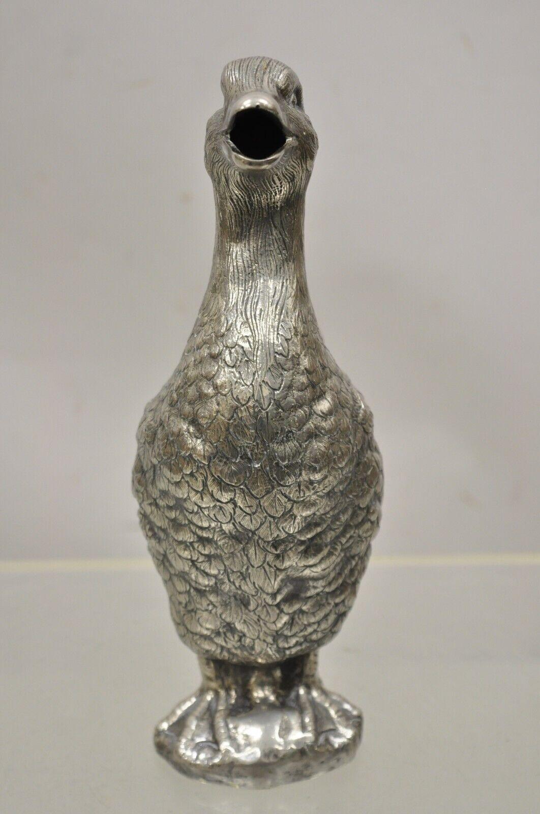 Vintage Alpaca Duck Mallard Figural Silver Plated Water Pitcher Decanter