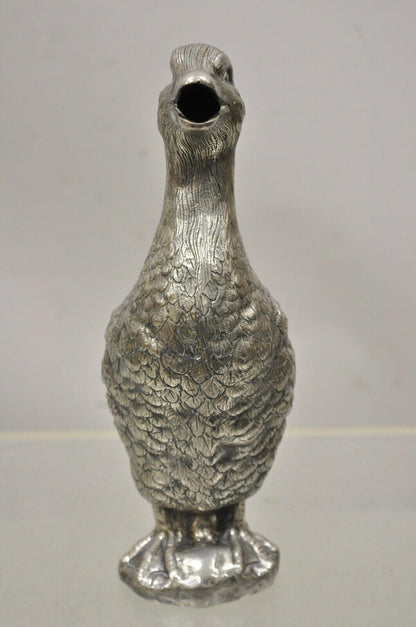 Vintage Alpaca Duck Mallard Figural Silver Plated Water Pitcher Decanter