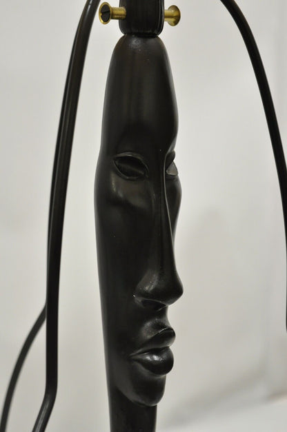 Mid Century Modern Black Figural Bust Head Iron Table Lamp Frederick Weinberg