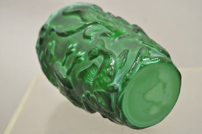 Vintage Art Deco Green Glass "Malachite" Bird and Fish Vessel Vase