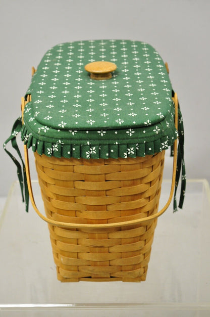 Vintage Longaberger 1996 Magazine 12106 Basket Green Fabric Liner with Lid