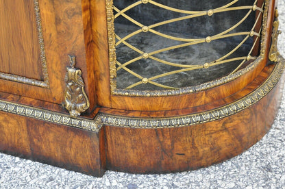 19th C. Napoleon III Rosewood Sideboard Buffet Credenza Cabinet w/ Brass Lattice