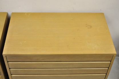 Pair Sligh Cross Country Mid Century Modern Cerused Oak 4 Drawer Dresser Chest