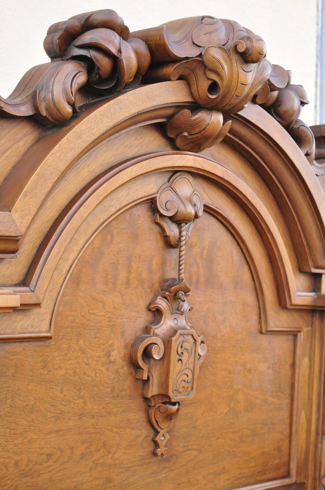 Victorian Carved Walnut Marble Top Custom Sideboard Buffet Cabinet w/ Backsplash