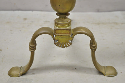 Antique Federal Brass Cannonball Cast Iron Fireplace Hearth Andirons - a Pair