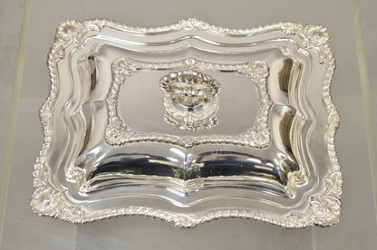 Silver Plated Victorian Scalloped Edge Lidded Vegetable Serving Platter Dish