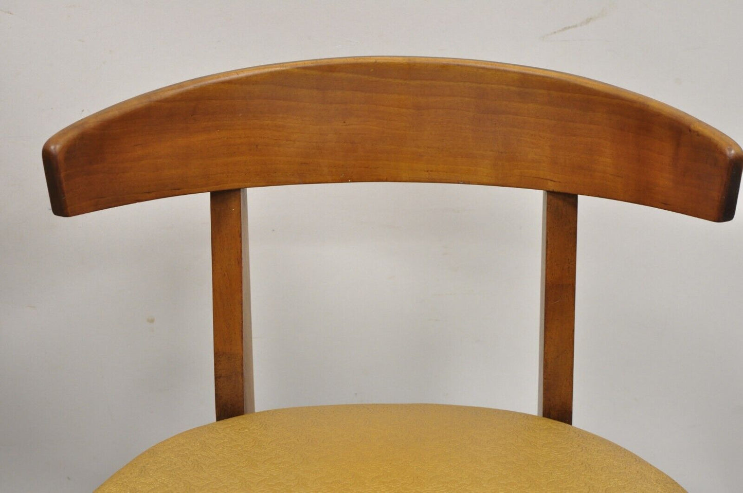 Mid Century Modern Cherry Wood Curved Back Hoof Leg Side Chair - a Pair