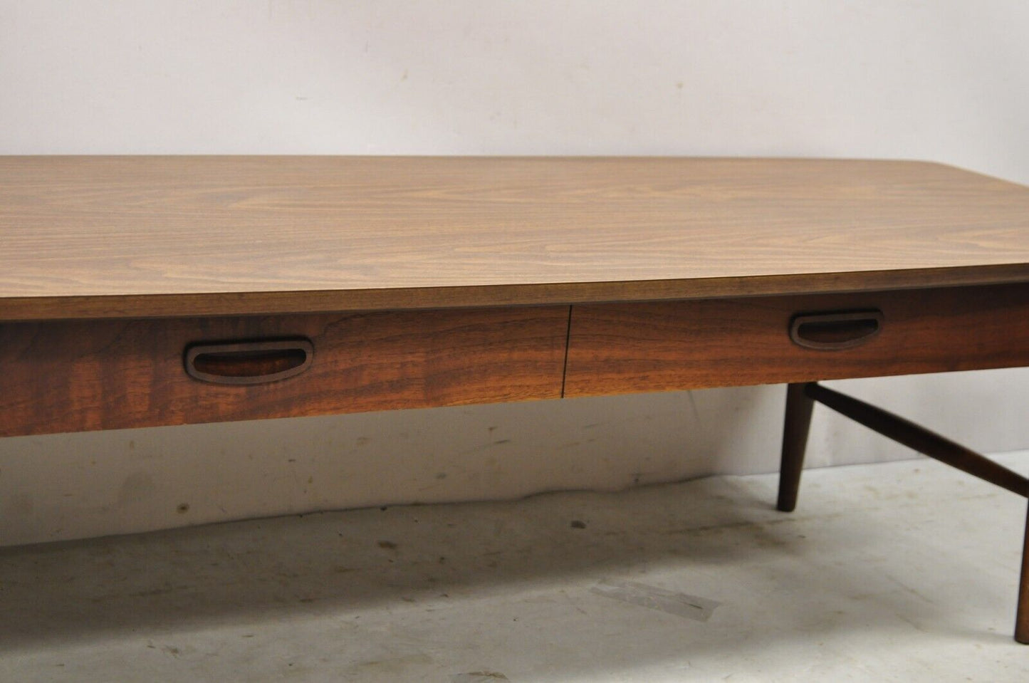 Lane Mid Century Modern 56" Long Surfboard Laminate Top Coffee Table with Drawer