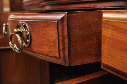 Antique French Renaissance Art Nouveau Mahogany Bowed Front Buffet Sideboard