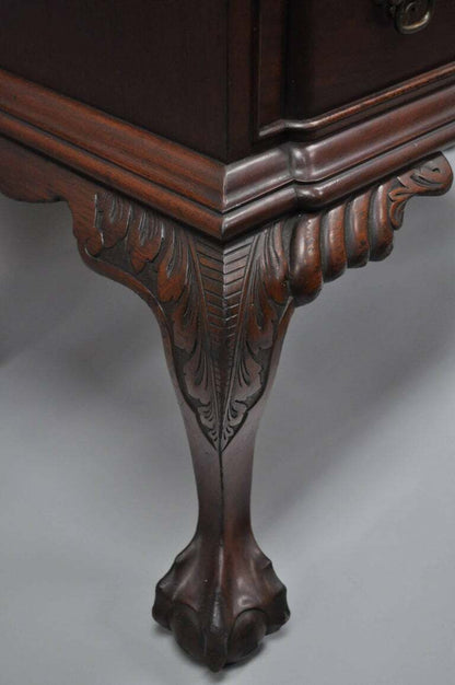 19th C Chippendale Style Mahogany Block Front Shell Carved Secretary Desk Lowboy