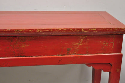 Vintage Chinese Red Lacquered 3 Drawer 45" Console Table Sofa Hall Table