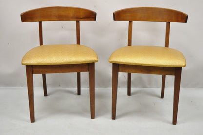 Mid Century Modern Cherry Wood Curved Back Hoof Leg Side Chair - a Pair