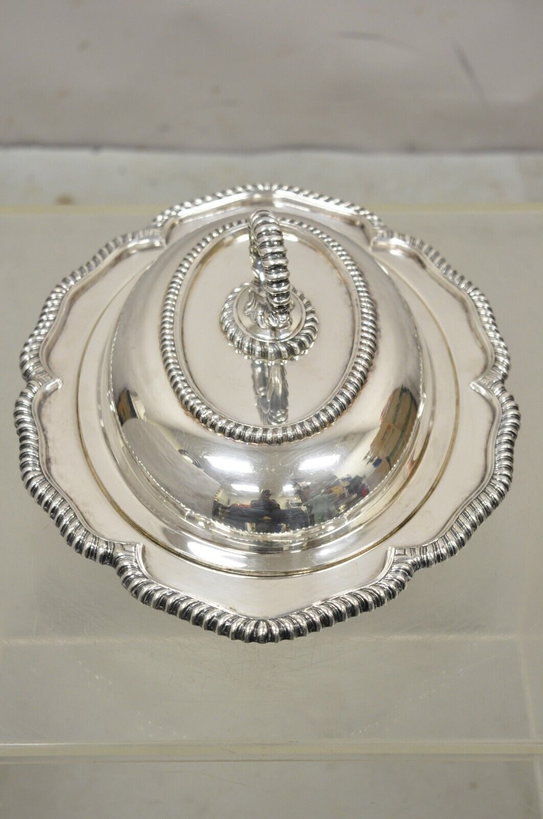 Vtg English Victorian Silver Plated Oval Lidded Vegetable Serving Platter Dish