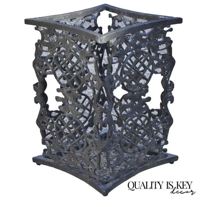 Ornate Cast Aluminum Mediterranean Style Black Pedestal Dining Table Base