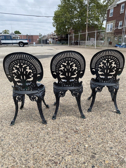 Cast Aluminum Victorian Style Garden Patio Bistro Side Chairs - Set of 3