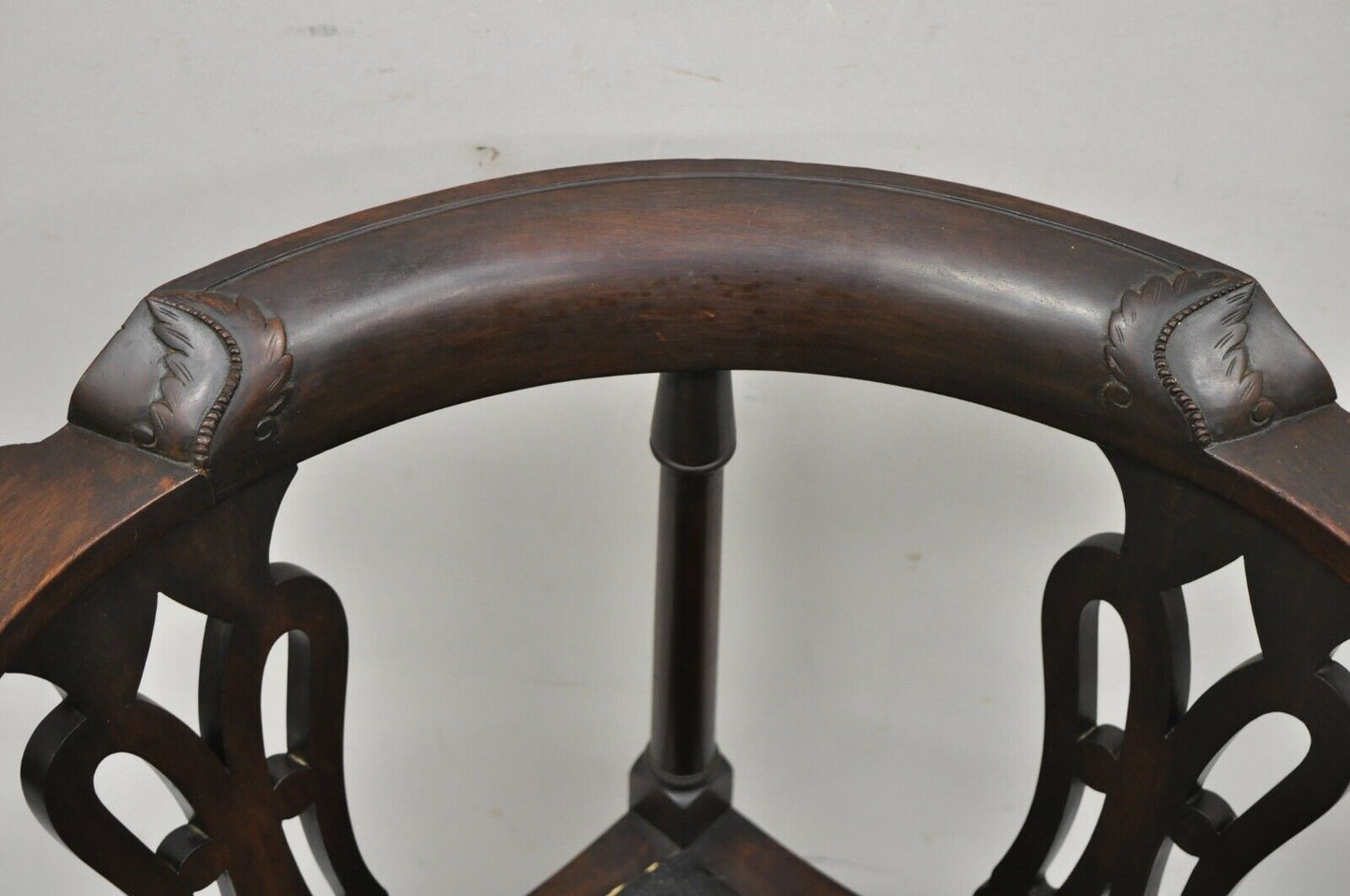Antique English Chippendale Georgian Style Mahogany Ball and Claw Corner Chair
