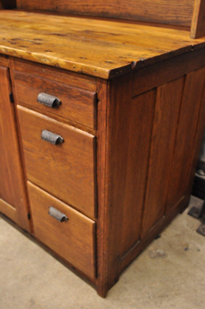 French Country Provincial Oak Wood Chestnut Kitchen Cupboard Hutch Cabinet