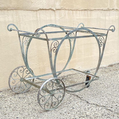 Antique Salterini Mt Vernon Wrought Iron Art Nouveau Serving Bar Tea Cart